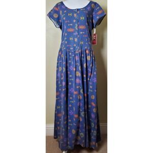 Vintage NWT NOS Cameo Rose Sheplers Southwestern Western Aztec Native Maxi Dress